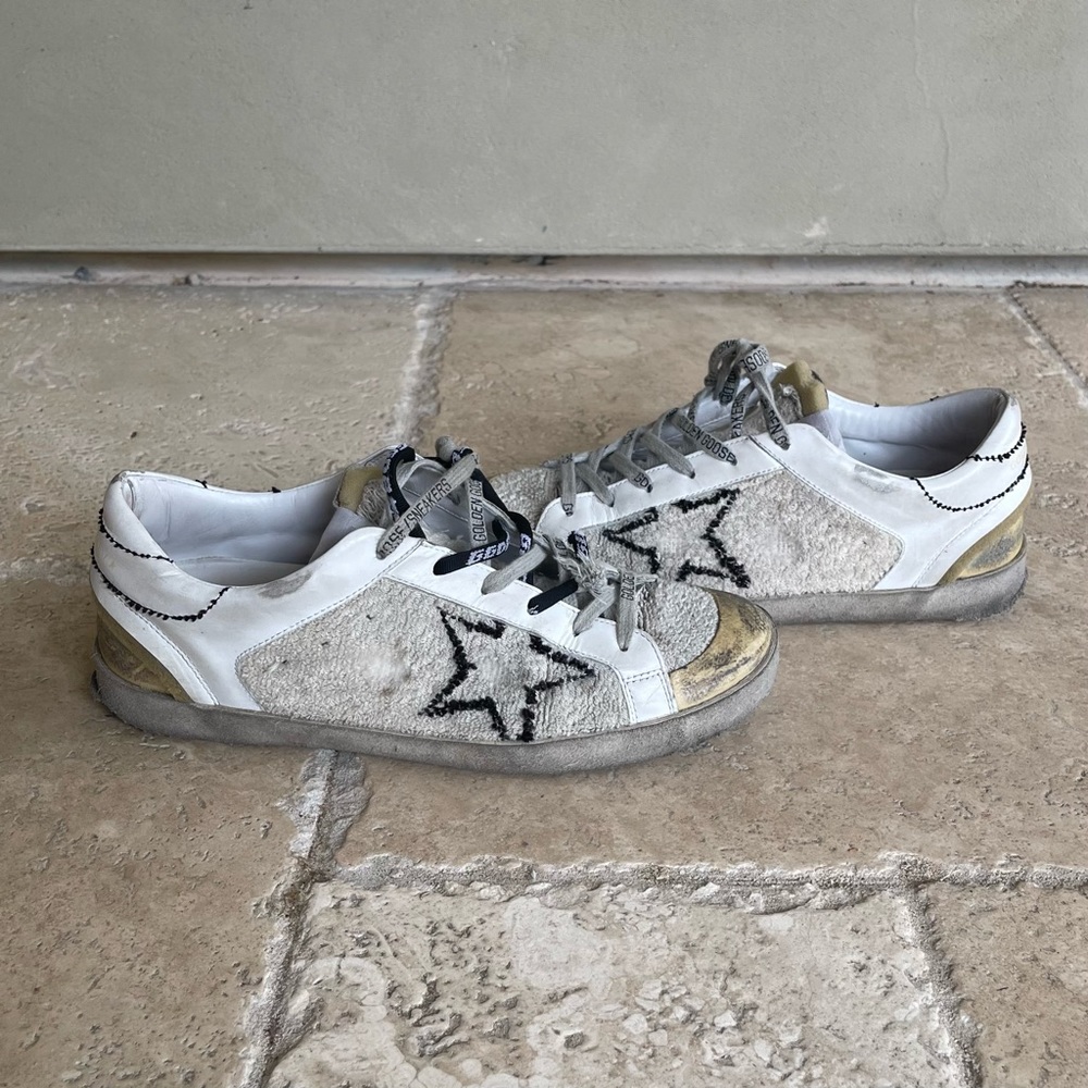 Golden Goose Extra Distressed white and beige inside out Super-Star sneakers